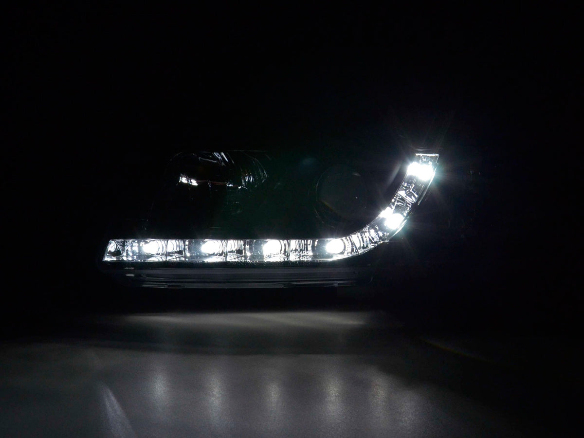 Scheinwerfer Set Daylight LED Tagfahrlicht Audi A4 B5 8D 99-01 chrom Scheinwerfer Set Daylight LED Tagfahrlicht Audi A4 B5 8D 99-01 chrom